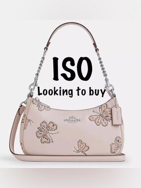 Coach Butterfly Print Silver Seashell Teri Shoulder Bag